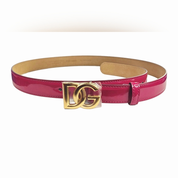 ❤️VALENTINE SPECIAL❤️ NWT.DOLCE&GABBANA 1" Patent Leather Logo Belt In Dark Pink - Picture 4 of 14